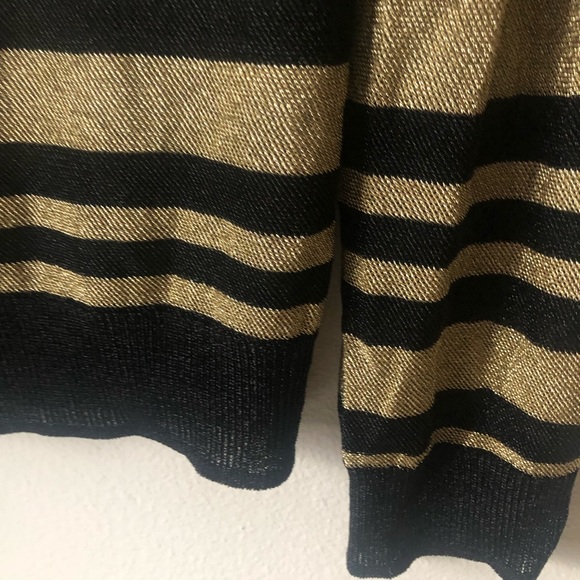 ❤️Rag & Bone New York Metallic Gold Lame Long Sleeve Cropped Top Striped XS - Picture 4 of 6